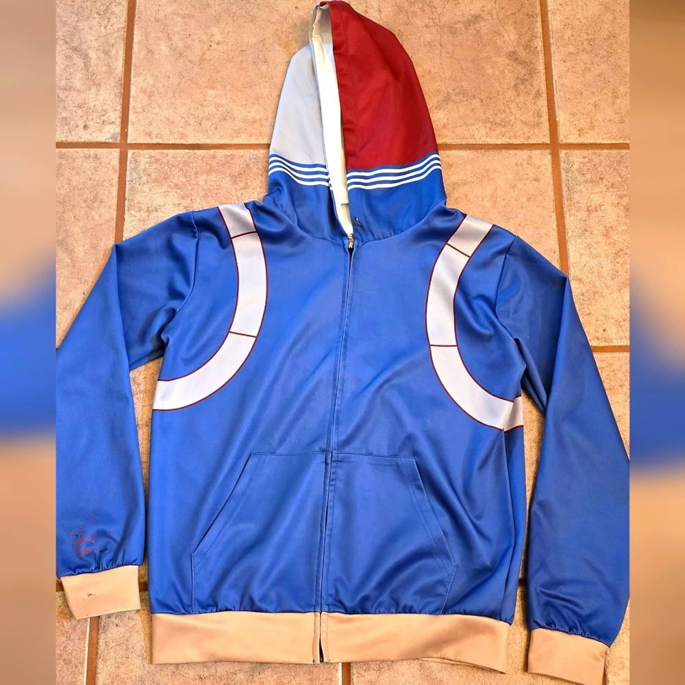 Vintage Blue and Red Hooded Jacket